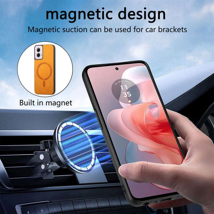 For Motorola Moto G 5G 2024 Retro Magsafe Magnetic PU Back Cover Phone Case(Black)