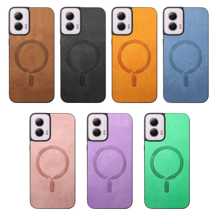 For Motorola Moto G 5G 2024 Retro Magsafe Magnetic PU Back Cover Phone Case(Black)