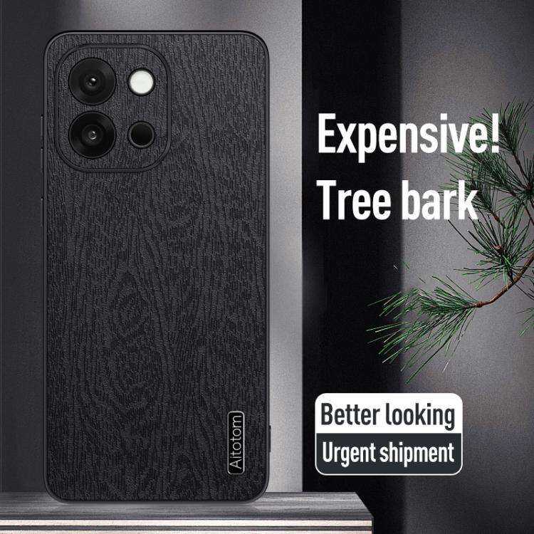 For OnePlus 13T Tree Bark Leather Shockproof Phone Case(Grey)
