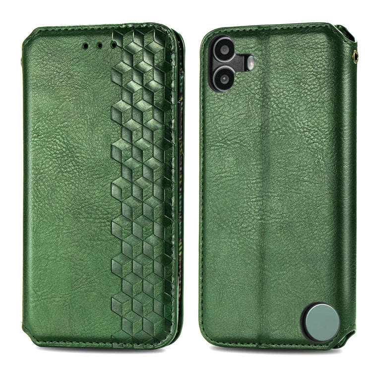 For Nothing CMF Phone 1 Cubic Grid Pressed Magnetic Leather Phone Case(Green)