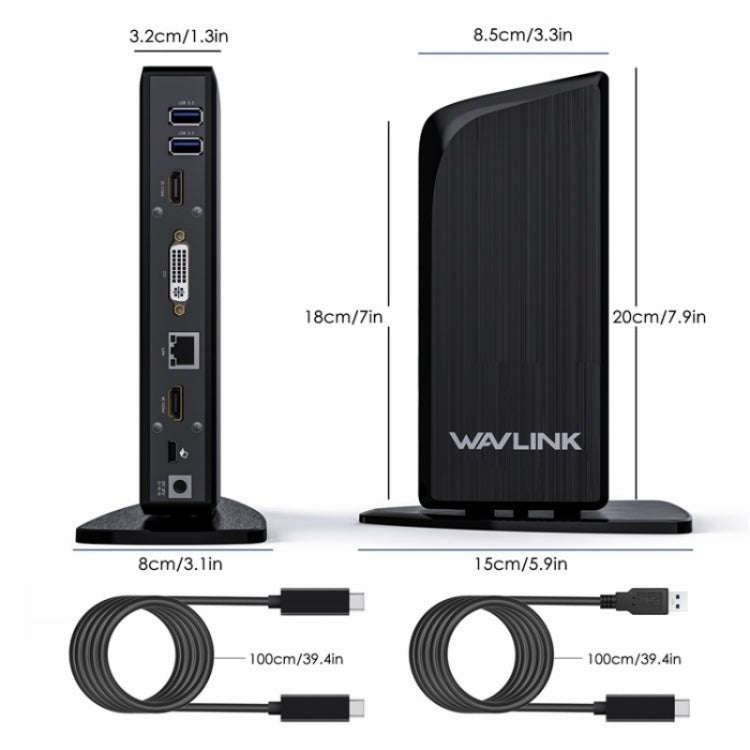WAVLINK UG39PD1 13 in 1 Type-C Triple Monitors 4K HD Docking Station, Plug:EU Plug