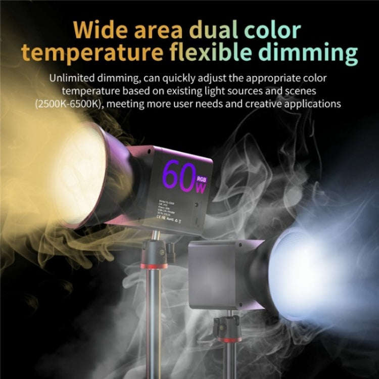 C60R 60W RGB Stage Lamp Professional Video Photography COB Fill Light, Plug:US Plug