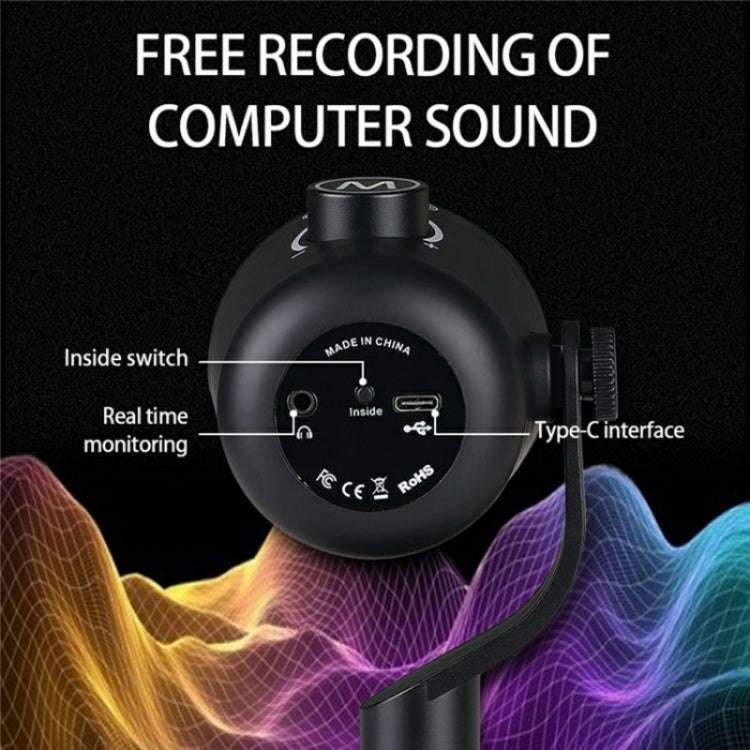 PDO-20 USB Gaming Desktop Microphone Noise Reduction Condenser Microphone(Black)