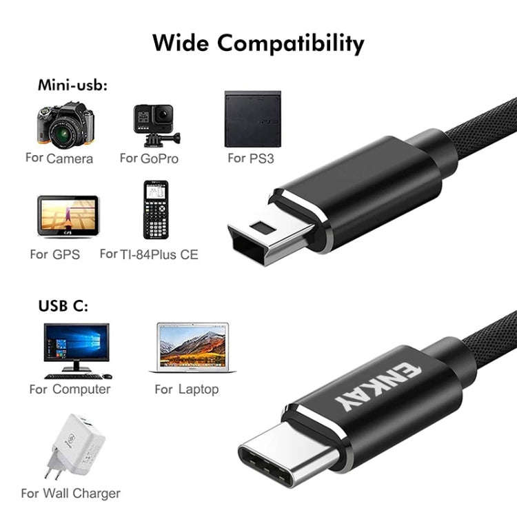 ENKAY ENK-CB169USB C / Type-C to Mini USB 2.0 Charging Cord Data Cable, Length 1m(Blue)