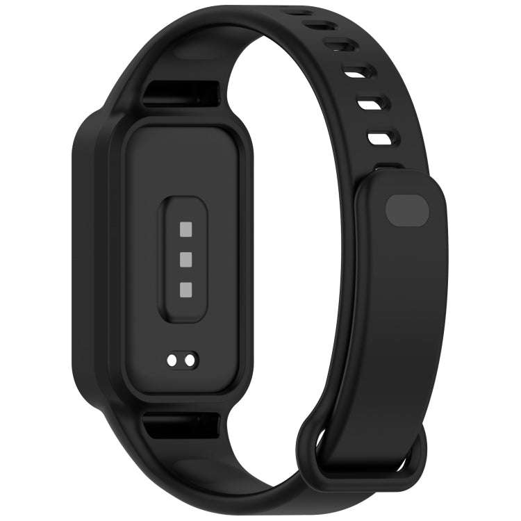 For Redmi Band 3 / Xiaomi Smart Band 9 Active Solid Color Soft Silicone Integrated Watch Band(Black)