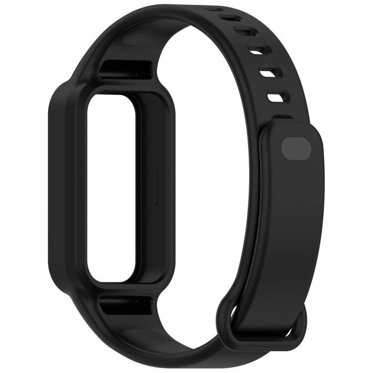 For Redmi Band 3 / Xiaomi Smart Band 9 Active Solid Color Soft Silicone Integrated Watch Band(Black)