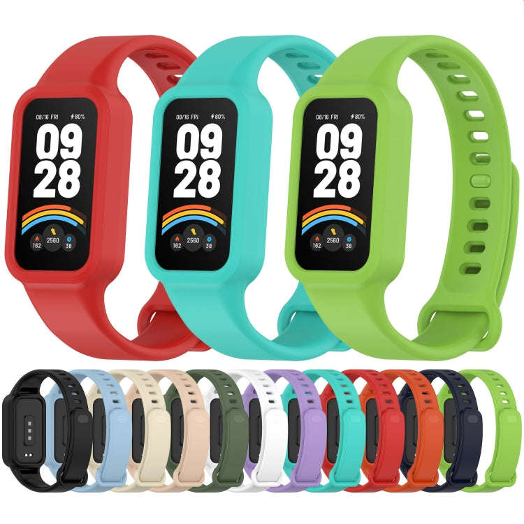 For Redmi Band 3 / Xiaomi Smart Band 9 Active Solid Color Soft Silicone Integrated Watch Band(Black)