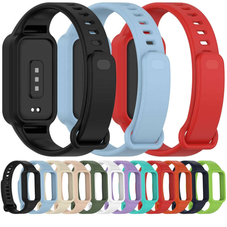 For Redmi Band 3 / Xiaomi Smart Band 9 Active Solid Color Soft Silicone Integrated Watch Band(Black)