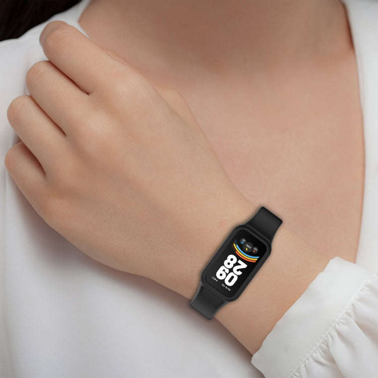 For Redmi Band 3 / Xiaomi Smart Band 9 Active Solid Color Soft Silicone Integrated Watch Band(Black)