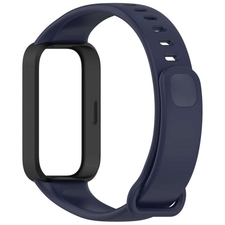 For Redmi Band 3 / Xiaomi Smart Band 9 Active Soft Silicone Integrated Watch Band(Black+ Dark Blue)