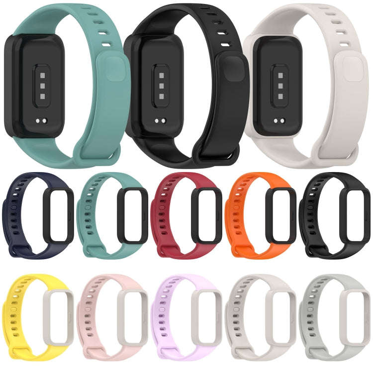 For Redmi Band 3 / Xiaomi Smart Band 9 Active Soft Silicone Integrated Watch Band(Black+ Dark Blue)