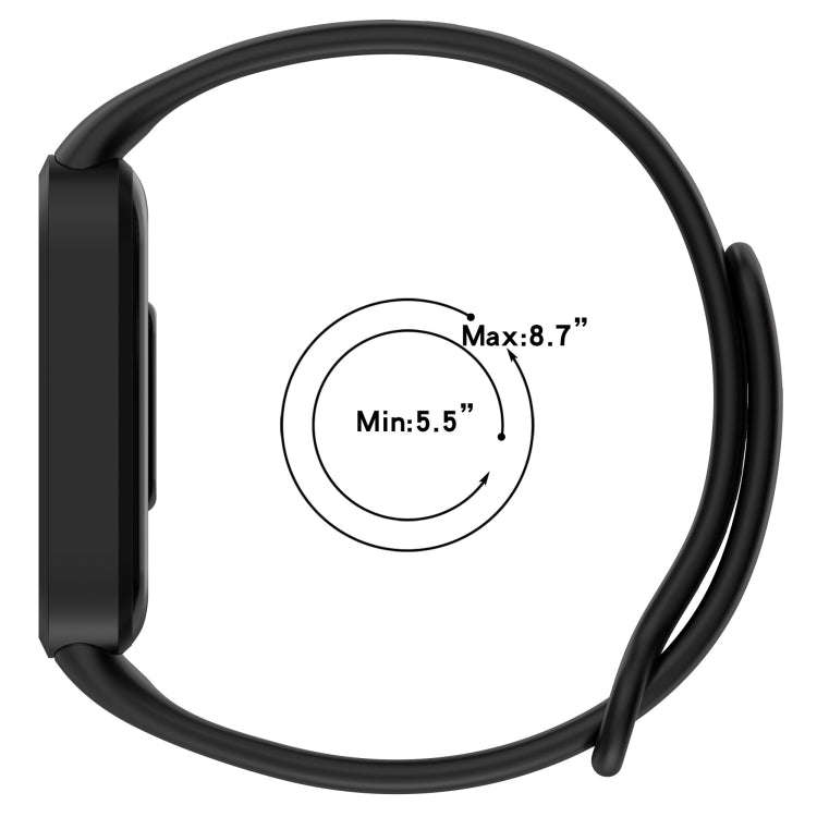 For Redmi Band 3 / Xiaomi Smart Band 9 Active Soft Silicone Integrated Watch Band(Black+ Dark Blue)