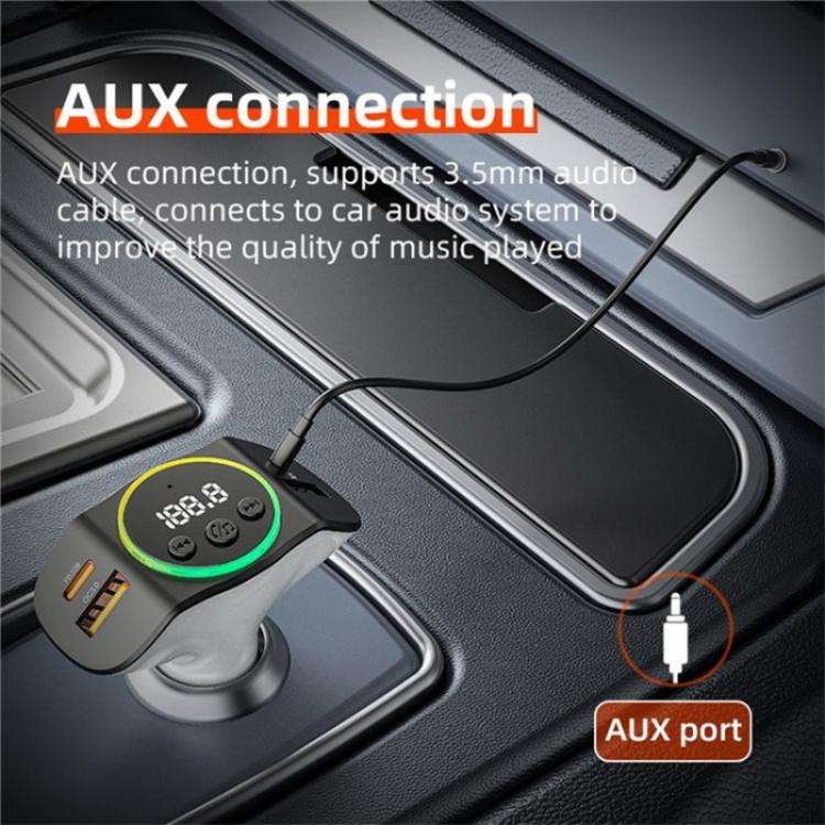 C8 Bluetooth 5.3 Receiver Hands-Free Calling with AUX Port Dual USB Port Car Charger(Black)