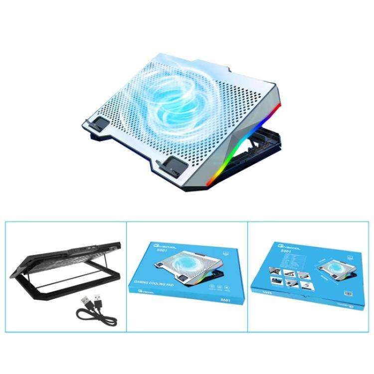 S601 RGB Light Notebook Cooler Adjustable Height Gaming Laptop Cooling Pad