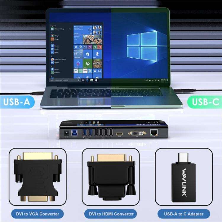 WAVLINK UG49DK1 For Windows Mac Android 13 In 1 USB-C Hub Dual Display Docking Station, Plug:EU Plug
