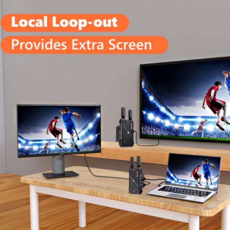 BOVBOX 082 1080P H.265 Low Latency 400m Transmitter Receiver HDMI Wireless Extender, Plug:UK Plug
