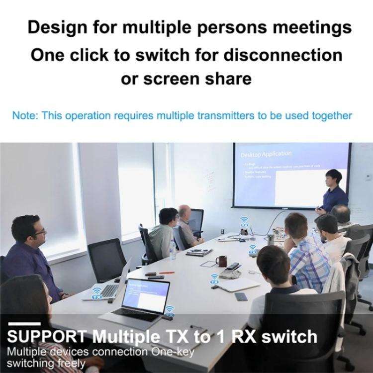 BOVBOX 091-HD Conference Use 100M Wireless WiFi HDMI Extender Video Transmitter Receiver, Plug:EU...