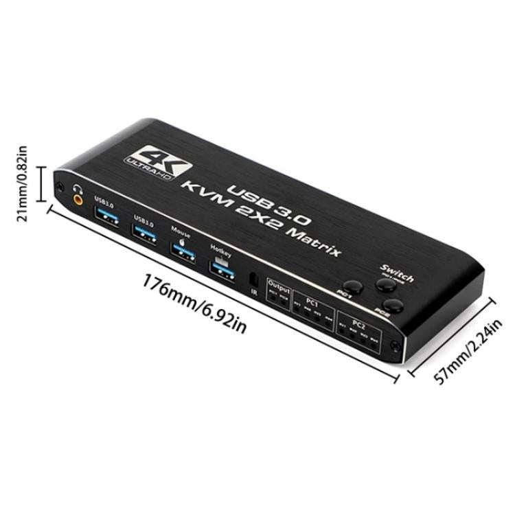 K3-1 4K 60Hz USB 3.0 Dual Screen Display Extender HDMI Matrix 2x2 KVM Switch