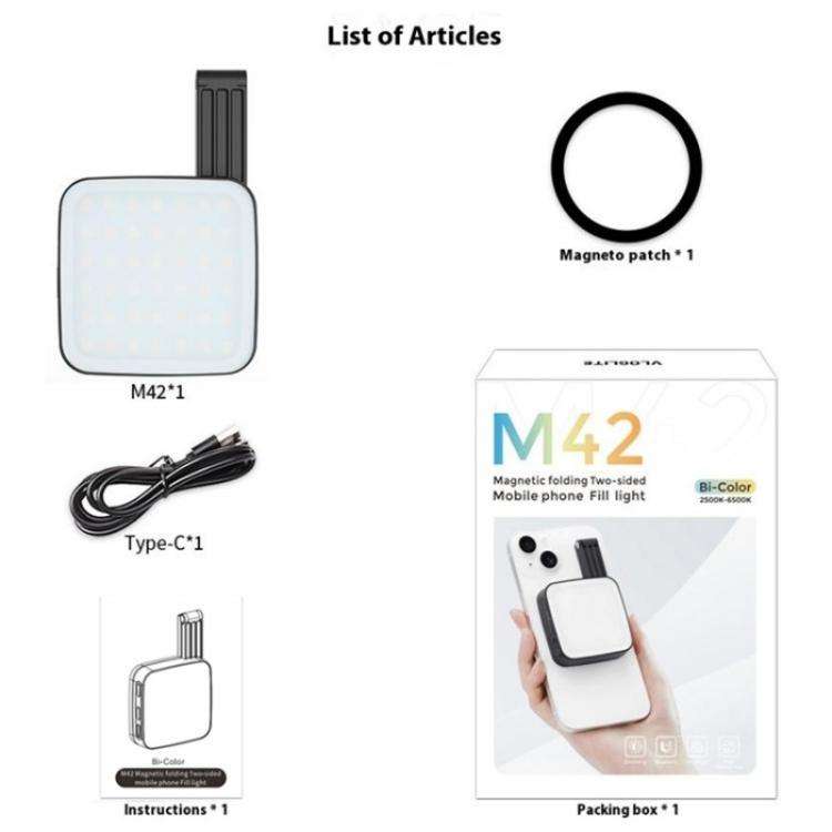 M42 Double-Sided Lighting Fill Light MagSafe Magnetic Phone Selfie Beauty Lamp(Black)