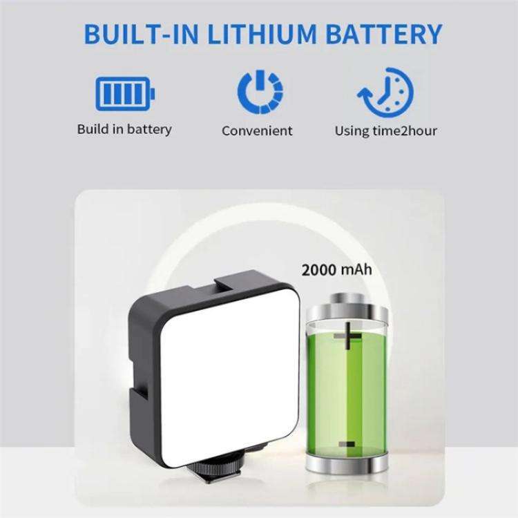 JMARY FM-59R Dimmable Video Recording Mini Fill Light with 3 Cold Shoe Mounts