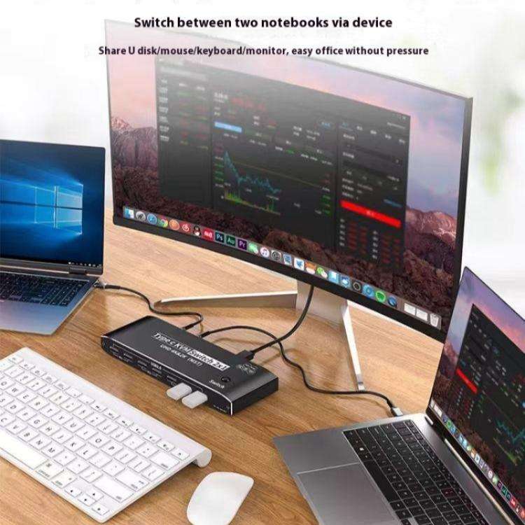K9 2 In 1 Out HDMI Video Dual Display 2 Screen Expansion Adapter For Mac USB C KVM Switch