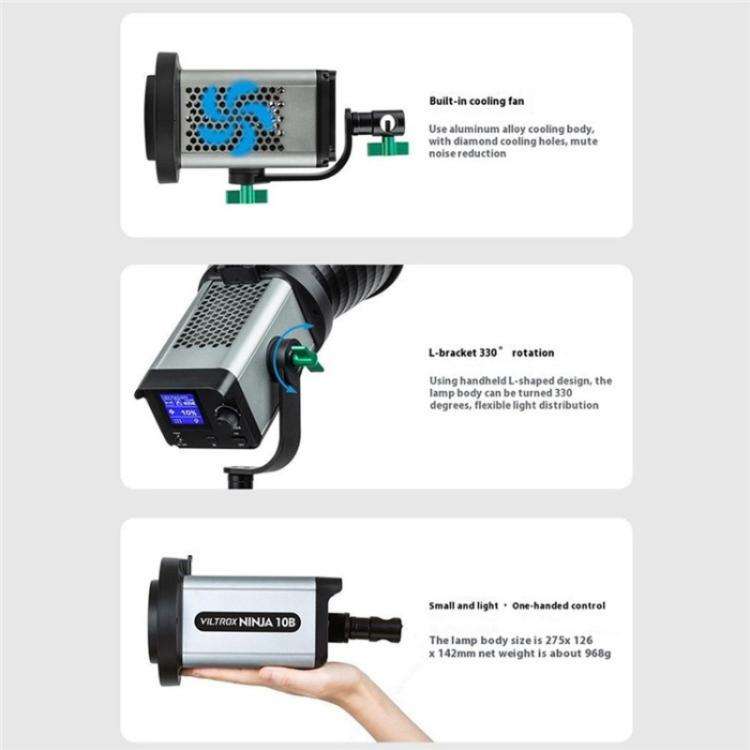 VILTROX Ninja 10B 2800-6800K Photography Studio Streaming Fill Light 120W LED Video Light(EU Plug)