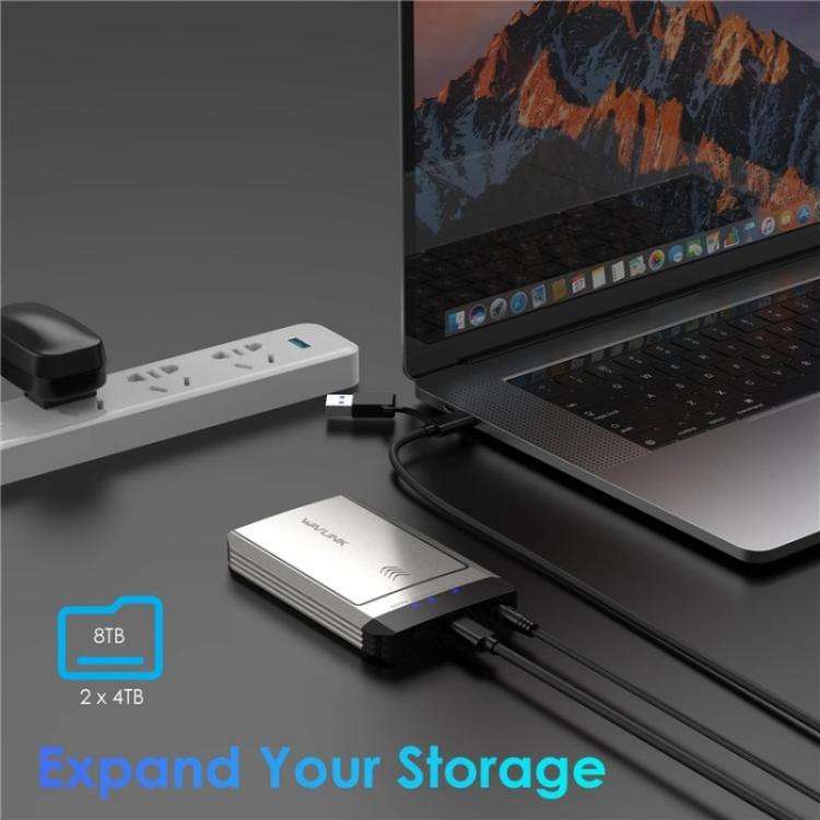 WAVLINK ST347 One-Click Offline Clone Dual Slot M.2 SSD Enclosure USB-C 3.2 Gen2 10Gbps(EU Plug)