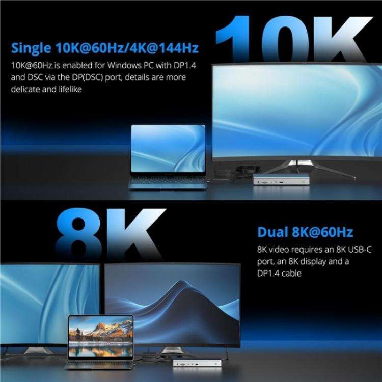 WAVLINK WL-UG75PD1-DH2 USB-C / Type-C Displaylink DL7400 Docking Station Support Quad Display(US ...