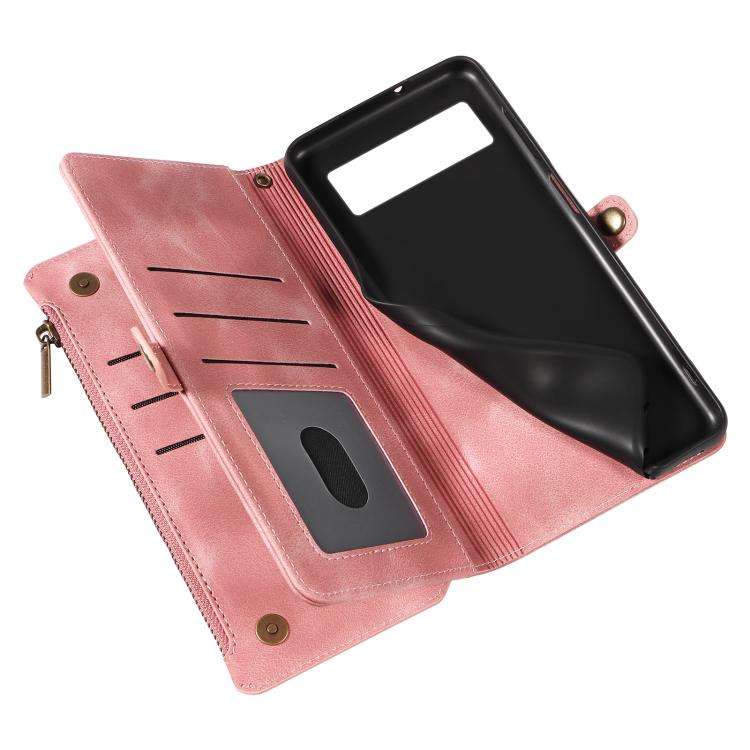 For Google Pixel 8 Fantasy Multifunctional Zipper Wallet Leather Phone Case(Pink)