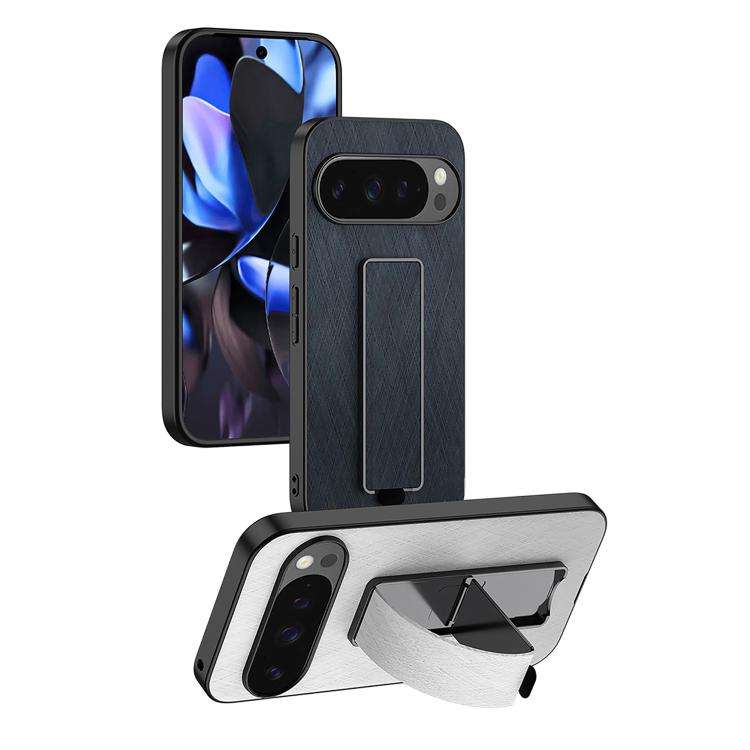 For Google Pixel 10 / 10 Pro Electroplating Wristband Holder Brushed Texture Phone Case(Blue)