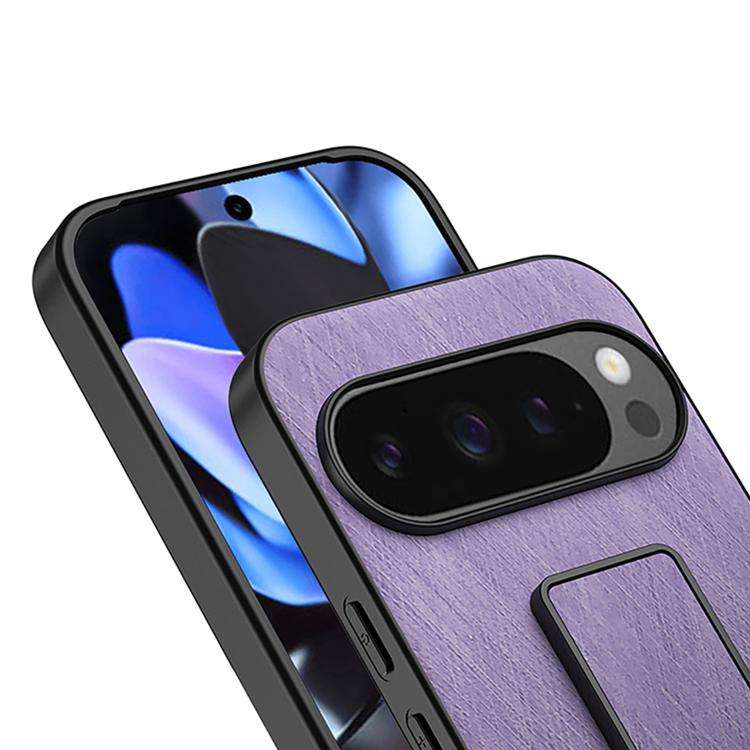 For Google Pixel 10 / 10 Pro Electroplating Wristband Holder Brushed Texture Phone Case(Purple)