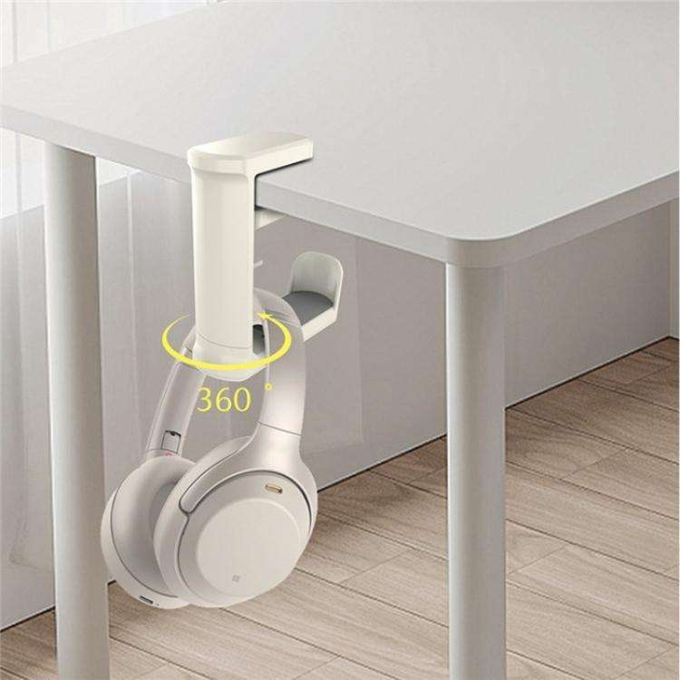 XWJ-EJJ01 360 Degree Rotatable Under Desk Storage Bracket Gaming Headset Holder(Black)