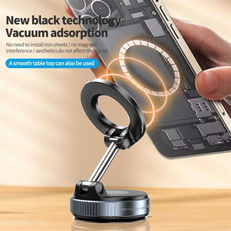 K007 Dashboard Stand 360 Degree Rotation Car Suction Cup Base Magnetic Mount Phone Holder(Black)
