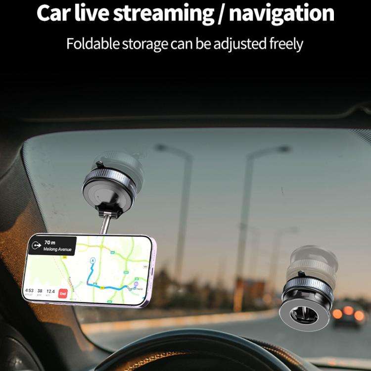 K007 Dashboard Stand 360 Degree Rotation Car Suction Cup Base Magnetic Mount Phone Holder(Black)