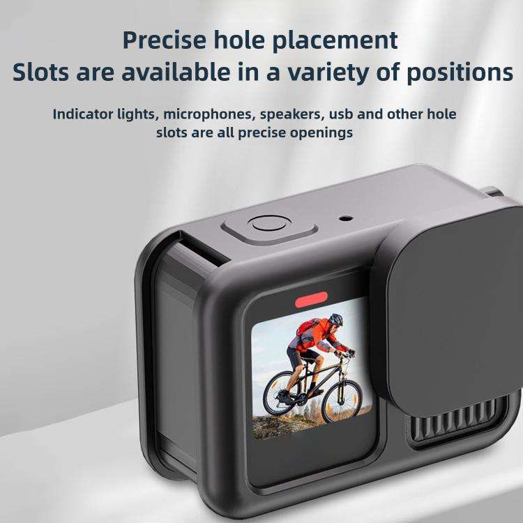 For GoPro HERO13 Black Silicone Protective Case with Wrist Strap & Lens Cover & Side Interface Cover