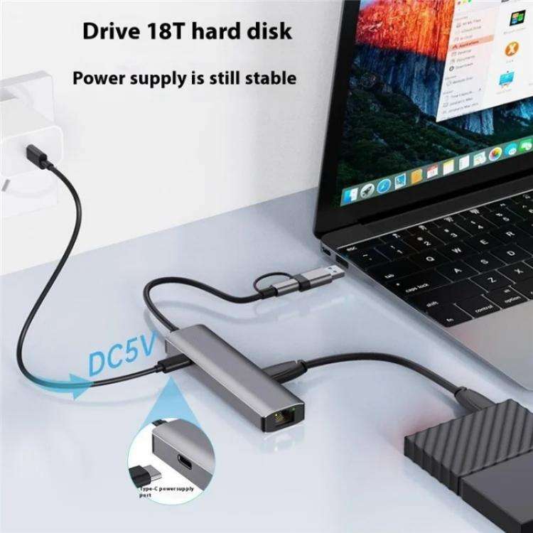 2501 RJ45 Gigabit Network Card Converter USB-C / USB to Ethernet Adapter
