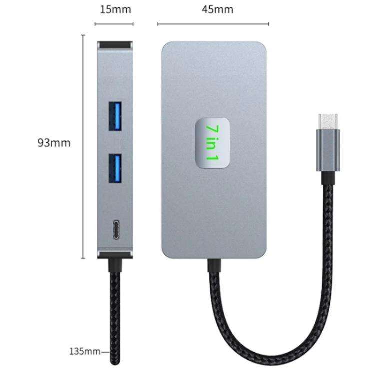 2402 2 x USB 3.2, HD, 2 x Card Reader, PD 100W, RJ45 2.5Gbps 7-in-1 Multi-Port Type-C Hub Adapter