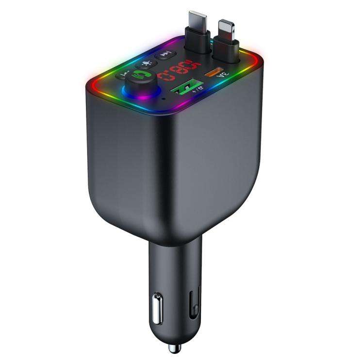 Y4 Retractable Cable Super Fast Charging Car Charger Bluetooth-Compatible MP3 Player