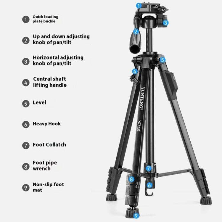 YUNTENG VCT-669 For Live Streaming Video Recording Camera Tripod Smartphone Selfie Mount