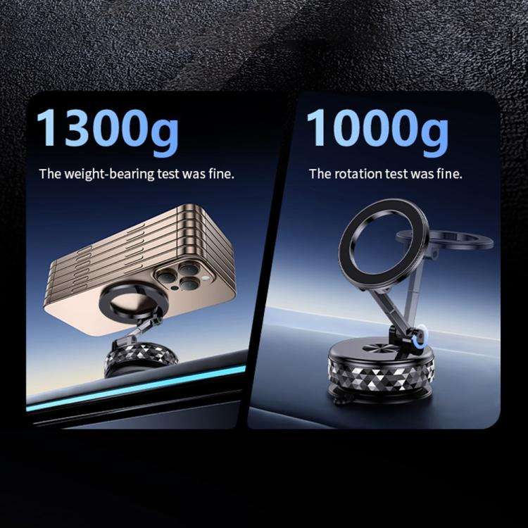 K12 Vacuum Suction Mount Foldable 360 Rotation Magnetic Car Phone Holder(Black)