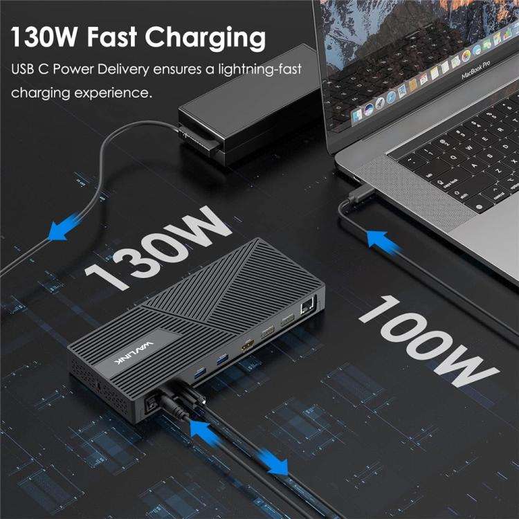 WAVLINK UG69PD24 12-in-1 PD 100W Charging Displaylink Docking Station For Thunderbolt 4 / 3(US Plug)