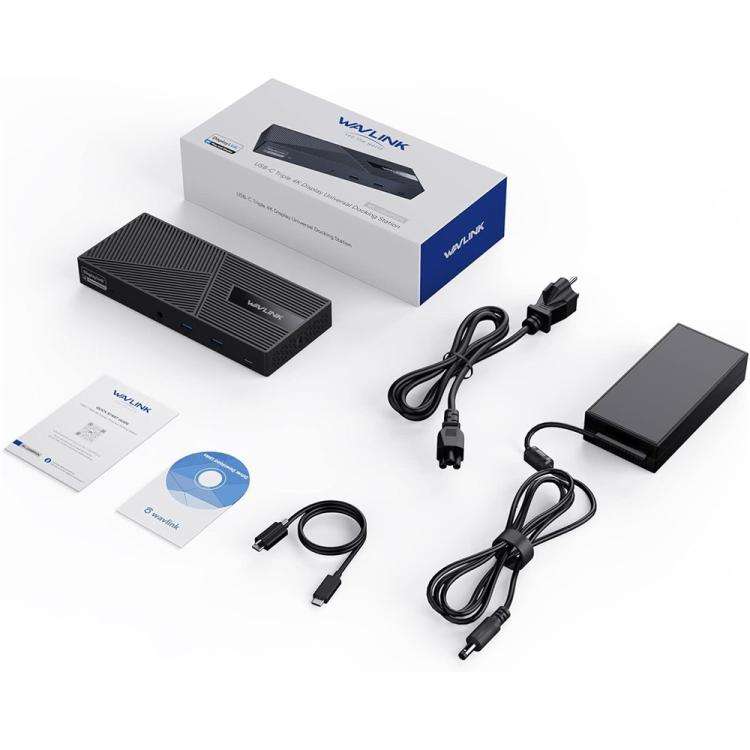 WAVLINK UG69PD24 12-in-1 PD 100W Charging Displaylink Docking Station For Thunderbolt 4 / 3(US Plug)