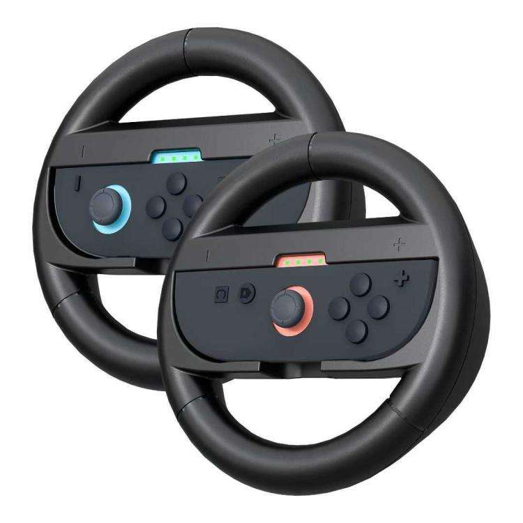 For Nintendo Switch 2 Left And Right Handle Racing Steering Wheel Grips Set(Black)