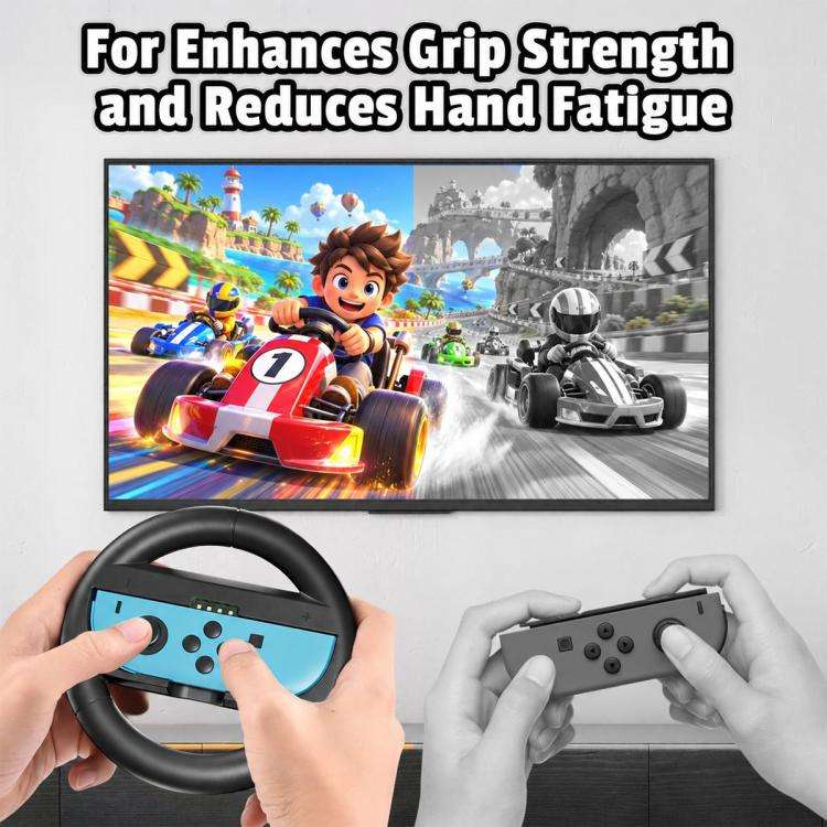 For Nintendo Switch 2 Left And Right Handle Racing Steering Wheel Grips Set(Black)