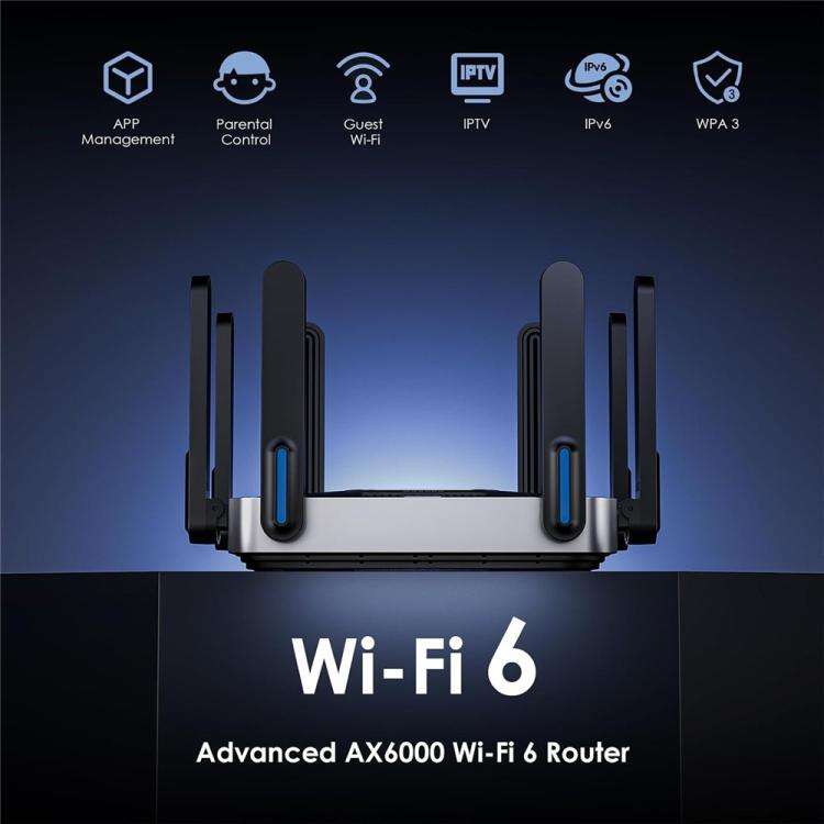 WAVLINK WN592AX6 2.5G Multi Gig Port Quad Core CPU AX6000 Dual Band WiFi 6 Router, Plug:US Plug