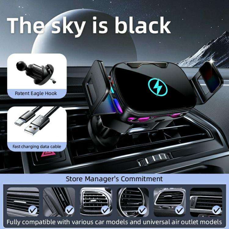 SD23 With Ambient Light Car Navigation Air Vent Phone Holder 15W Wireless Charger(Silver)