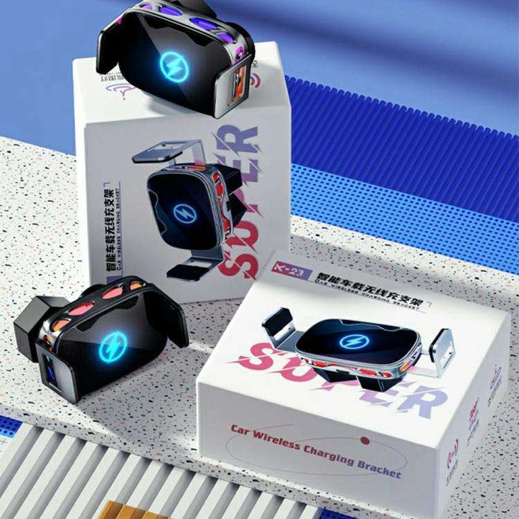 SD23 With Ambient Light Car Navigation Air Vent Phone Holder 15W Wireless Charger(Silver)