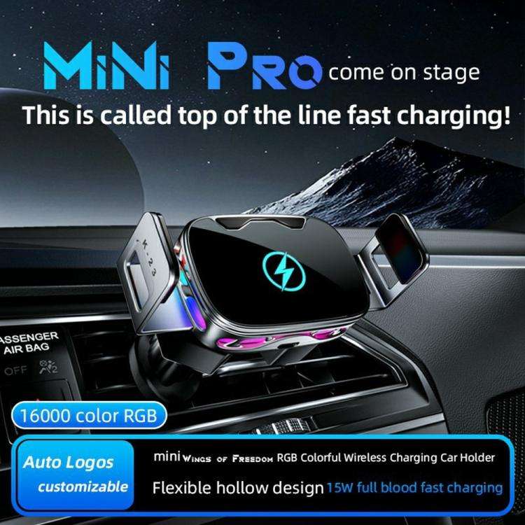 SD23 With Ambient Light Car Navigation Air Vent Phone Holder 15W Wireless Charger(Silver)