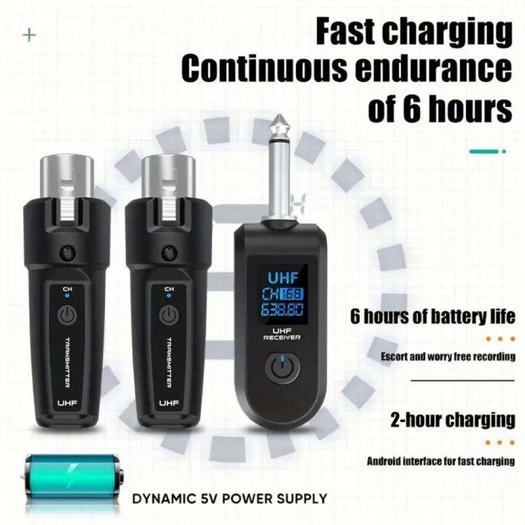 K1 For Handheld Dynamic Mic Wired to Wireless Microphone Converter, 2 Transmitter + 1 Receiver