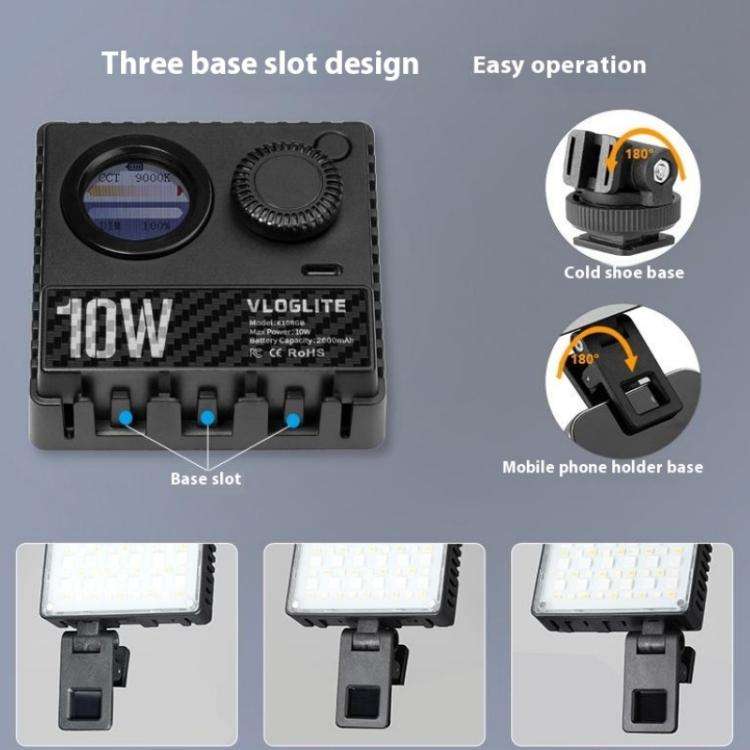 VLOGLITE K10RGB Ultra Thin Pocket Size RGB LED Camera Light Photography Videography Selfie Light